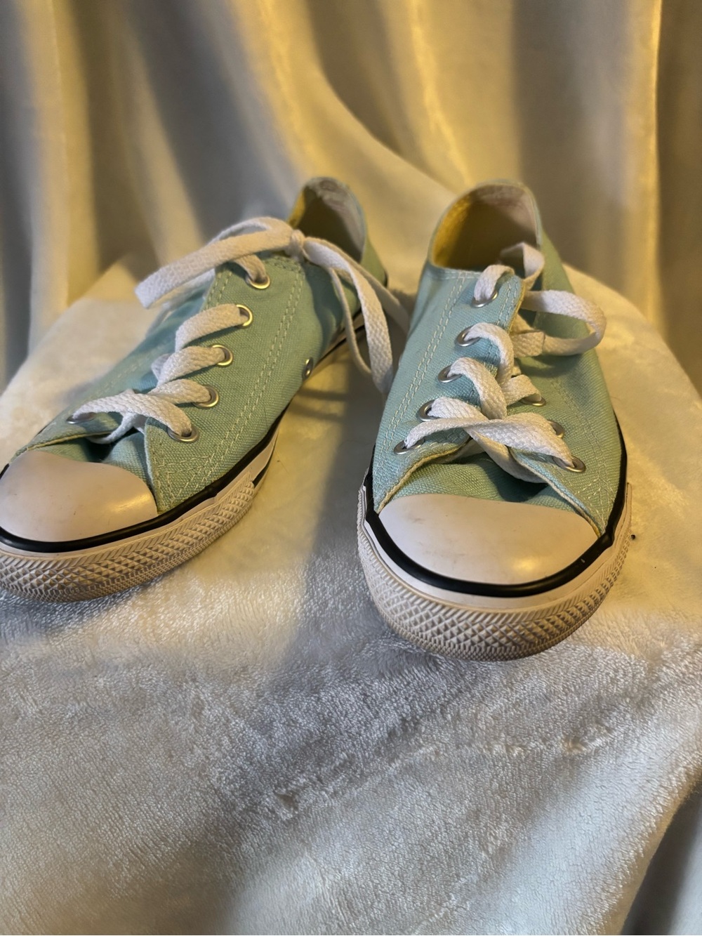 Converse  Low-Top Canvas Sneakers in Light Aqua with White Laces